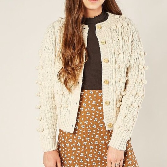 Rylee Cru Cream Bobble Cardigan 